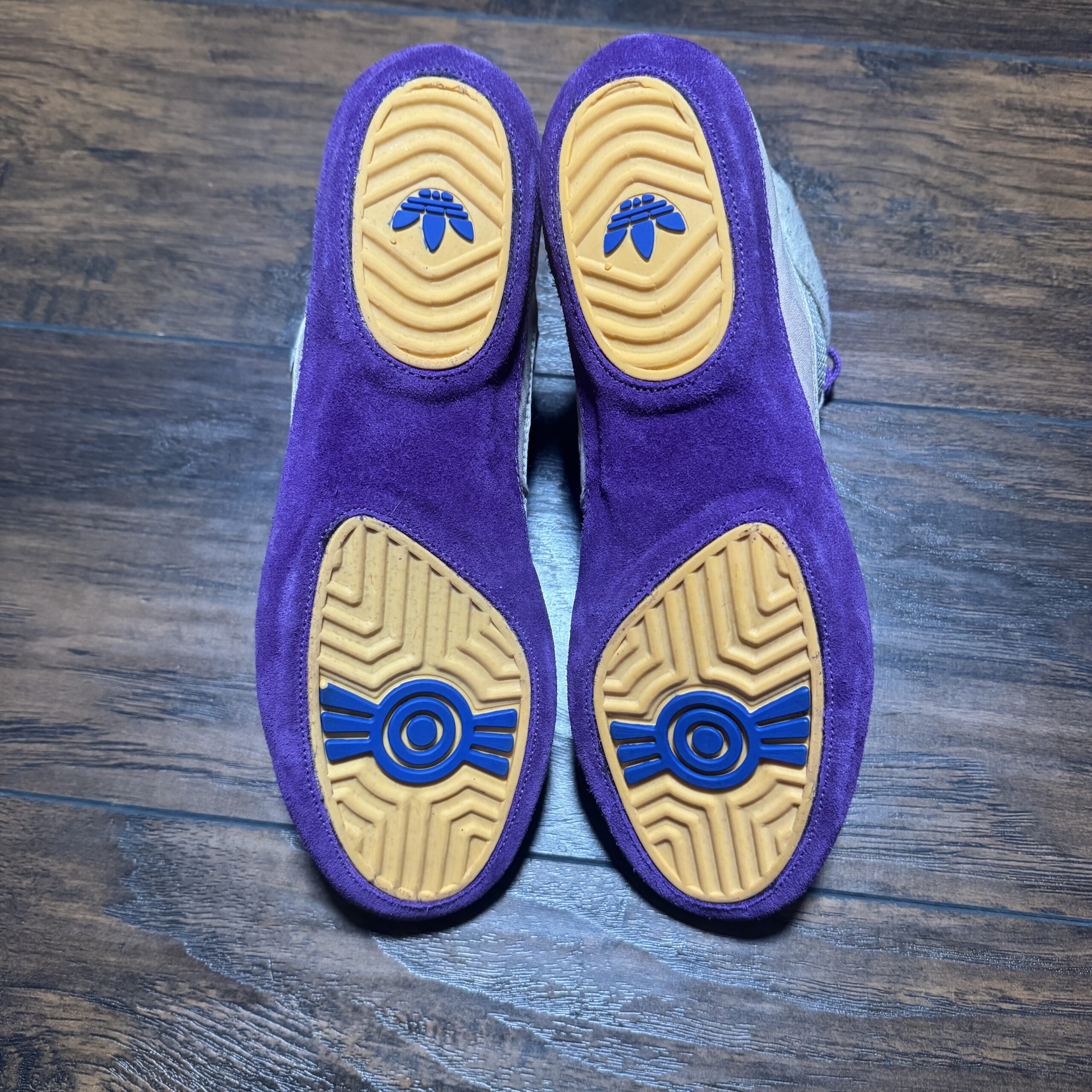 Adidas Purple and Yellow German Elite International Wrestling Shoes - Image 5