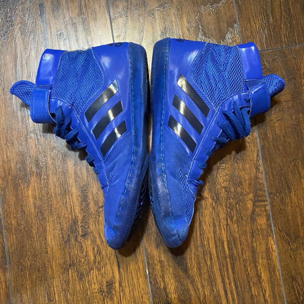 Adidas Blue and Black Combat Speed 5 Wrestling Shoes