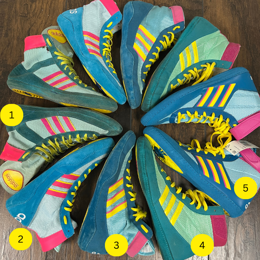 all colorways of the teal adidas combat speed wrestling shoes