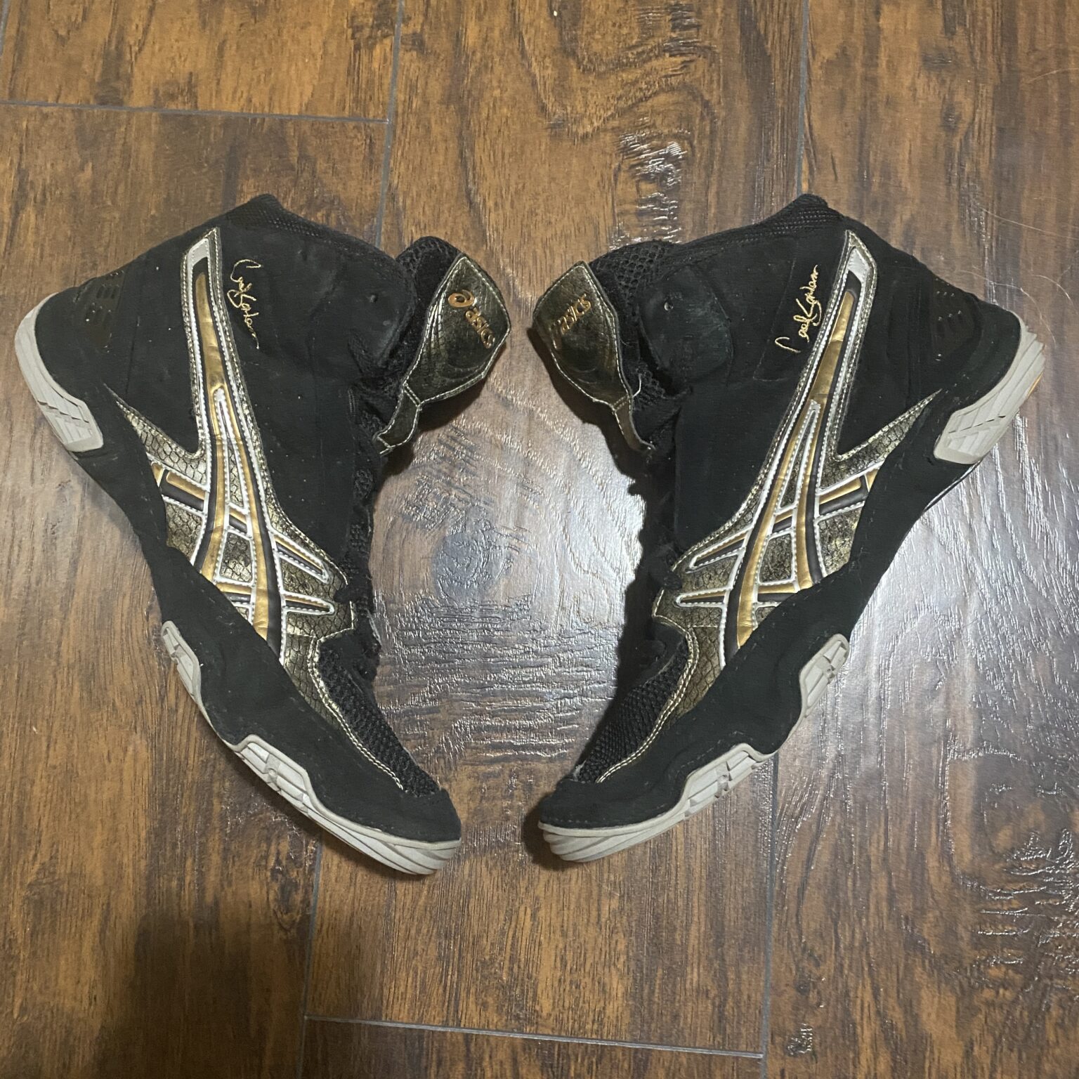 Asics Black and Gold Cael V3.0 Wrestling Shoe