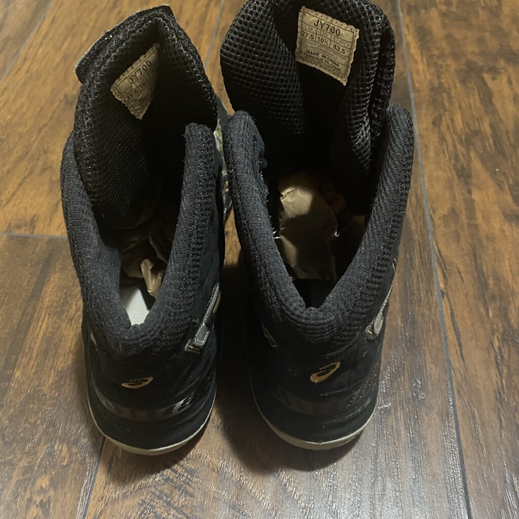 Asics Black and Gold Cael V3.0 Wrestling Shoe