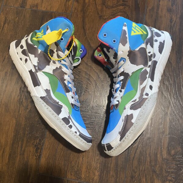 wrestle tech funky dunky cow print wrestling shoes