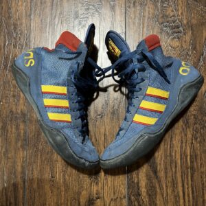adidas blue yellow and red chinese combat wrestling shoes