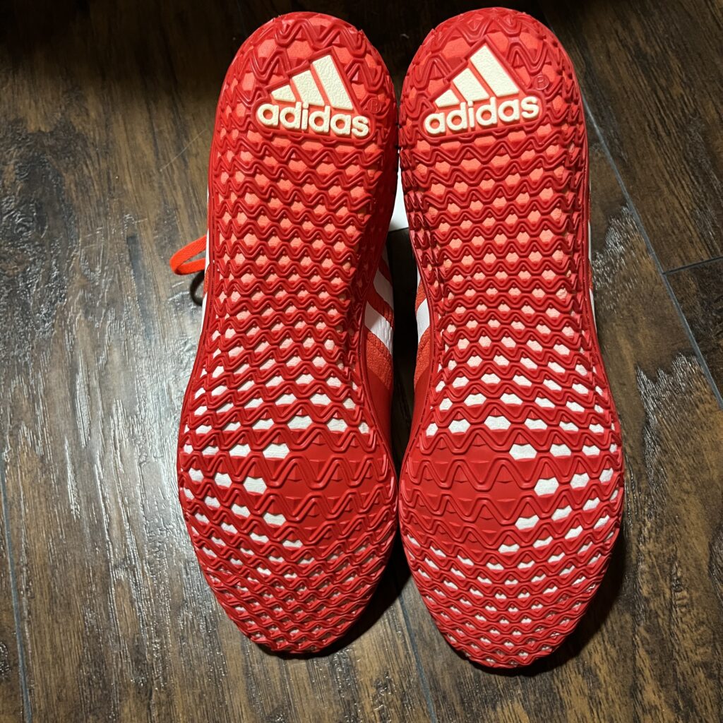 Adidas Red and White Sample Rio Tech Fall Wrestling Shoes