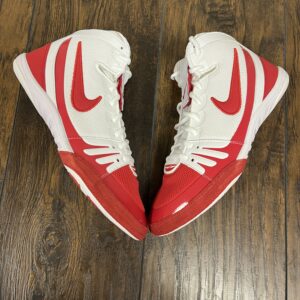 red and white nike freek wrestling shoes