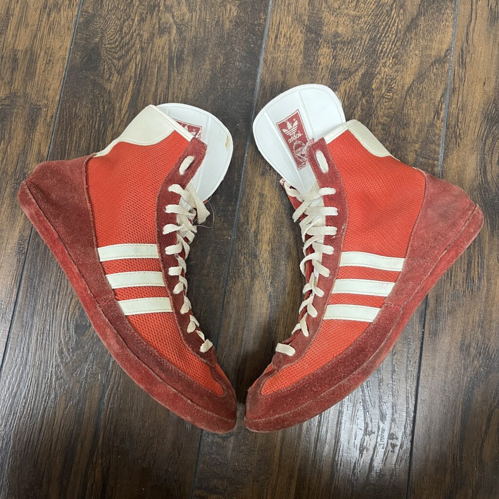 adidas gazelle silver green womens Discolored Adidas HVC 2 Wrestling Shoes (White / Red / Royal)