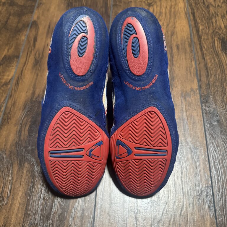 Asics Red, White and Blue Dan Gable Ultraflex Wrestling Shoes